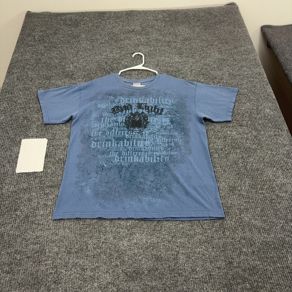 Bud Light Gildan T Shirt Mens L Blue Cotton Graphic Print Y2K Casual Streetwear